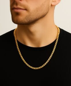 Toptan Altın Renk Cuban İnce Paslanmaz Çelik Unisex Erkek Zincir Kolye 55 Cm. Çelik Kolye - 3336
