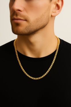 Wholesale Gold Color Cuban Thin Stainless Steel Unisex Men's Chain Necklace 55 cm. Steel Necklace - 3336