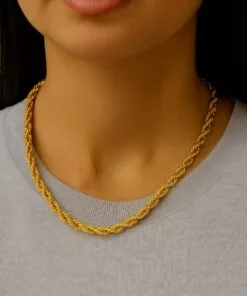 Toptan Altın Renk Burgu Kolye 45 Cm. Unisex Çelik Kolye - 3353