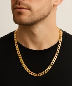 Toptan Altın Renk Cuban Kalın Unisex Erkek Metal Çelik Zincir  Çelik Kolye - 3333