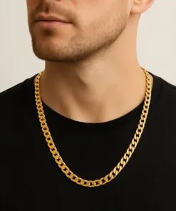 Toptan Altın Renk Cuban Kalın Unisex Erkek Metal Çelik Zincir  Çelik Kolye - 3333