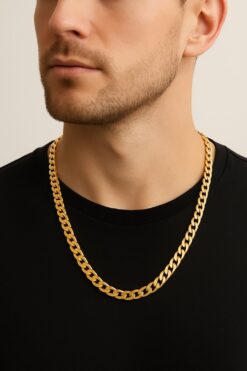 Wholesale Gold Color Cuban Thick Unisex Men's Metal Steel Chain Steel Necklace - 3333