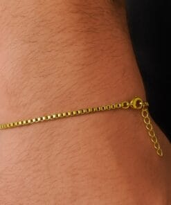 Toptan Altın Renk Iç Içe Geçmeli 1 Mm. Kutu Zincir Asansör Unisex Erkek Çelik Bileklik -  3381