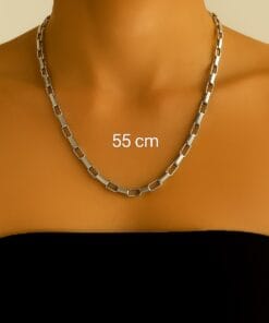 Toptan Gümüş Renk Cubixs Küp Model Zincir Unisex Çelik Kolye - 3343