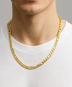 Toptan Altın Renk Şavin Kuşgözü Zincir Paslanmaz Unisex Çelik Kolye 55 Cm. Çelik Kolye - 3331