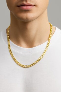 Toptan Altın Renk Şavin Kuşgözü Zincir Paslanmaz Unisex Çelik Kolye 55 Cm. Çelik Kolye - 3331
