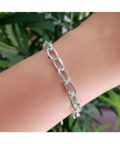 Toptan Gümüş  Renk Oval Dikdörtgen Unisex Çelik Bileklik - 3357
