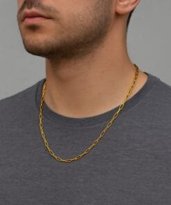 Toptan Altın Renk İnce Ataç Unisex Çelik Kolye - 3360