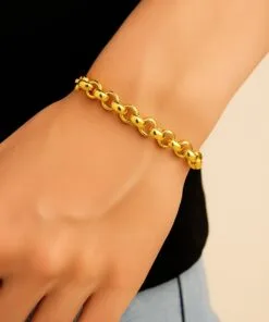 Toptan Altın Renk Doc  Zincir Unisex Çelik Bileklik - 3346