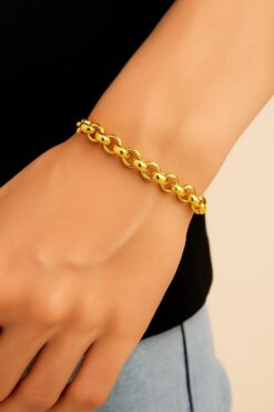 Wholesale Gold Color Doc Chain Unisex Steel Bracelet - 3346