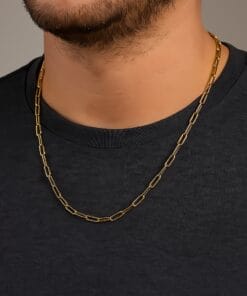 Toptan Altın Renk Kalın Ataç Unisex Çelik Kolye - 3363