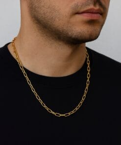 Toptan Altın Renk Oval Dikdörtgen Unisex Çelik Kolye - 3359