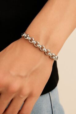 Bracelet unisexe en acier argenté avec chaîne Doc en gros - 3347