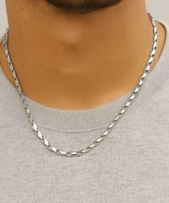 Toptan Gümüş Renk Kesik Arpa Unisex Çelik Kolye - 3350