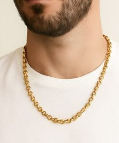 Toptan Altın Renk Doc Model Zincir 55 Cm. Unisex Çelik Kolye - 3345