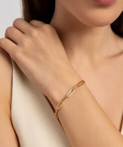 Toptan Altın Renk Kalın Ataç  Unisex Çelik Bileklik - 3366