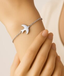 Toptan Gümüş Renk Sf Kuş Çelik Bileklik - 3379