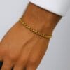 Toptan Altın Renk Iç Içe Geçmeli Arnavut Asansör Unisex Erkek Çelik Bileklik -  3380