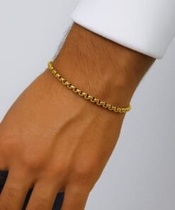 Toptan Altın Renk Iç Içe Geçmeli Arnavut Asansör Unisex Erkek Çelik Bileklik -  3380