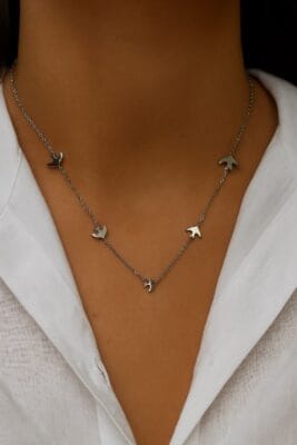 Wholesale Silver Color Steel Sf Bird Steel Necklace - 3377