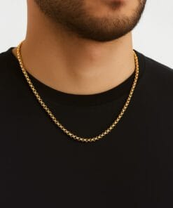 Toptan Altın Renk Iç Içe Geçmeli Arnavut Asansör Unisex Erkek Çelik Kolye - 3375