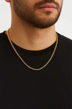 Collier unisexe en acier doré avec pendentif en forme d'ascenseur albanais - 3375