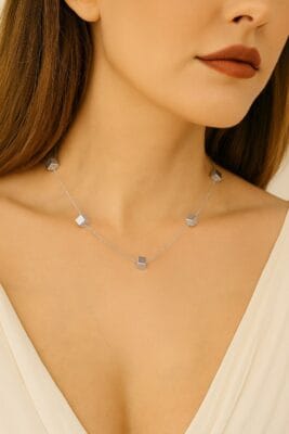 Wholesale Silver Color Steel Sf Cube Steel Necklace - 3376