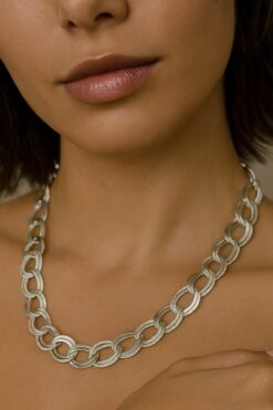 Collier ras du cou en acier argenté avec chaîne Milky Way - 3339