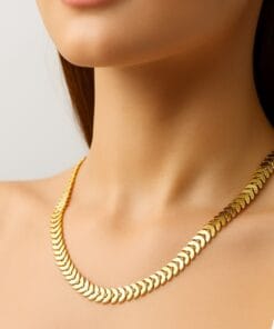 Toptan Altın Renk Kılçık Unisex Çelik Kolye - 3371