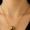 Wholesale Gold Color Ball Chain Women Globe Pendant Women's Necklace Minimal Chain Steel Necklace - 3373