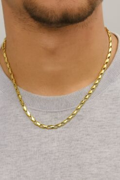 Collier unisexe en acier couleur or avec orge coupée - 3351