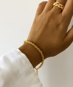 Toptan Altın Renk Burgu Unisex Çelik Bileklik - 3354