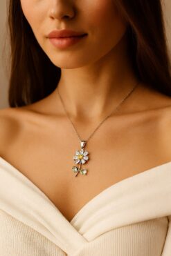 Collier en acier argenté avec chaîne Daisy SF en gros - 3647