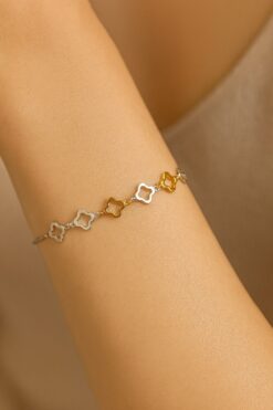 Bracelet Van Cleef en acier argenté et blanc avec chaîne à maillons, vente en gros - 3622