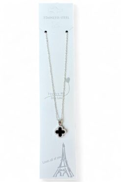 Toptan Gümüş Renk Çift Yönlü Van Cleef Kolye Önü Beyaz Arkası Siyah Sf Zincir Çelik Kolye - 3638 13 752440e47d174e26832c44e3fb78c8ad