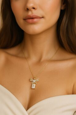Collier en acier avec nœud suspendu couleur or, vente en gros - 3650