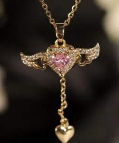 Toptan Altın Renk Sevgi Meleği Kolye Kadın Çelik Kolye - 3414