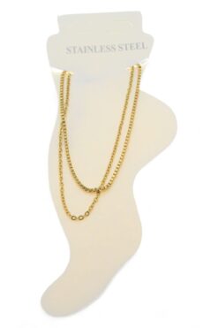 Bracelet de cheville en acier doré avec ascenseur - 3477