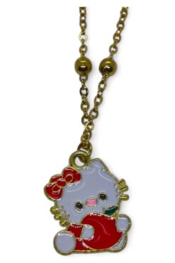 Toptan Altın Renk Hello Kitty Kedi Model Top Zincir Çelik Kolye - 3689