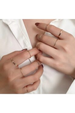 Großhandel Frauen Gold 10's Kombination Ring Set - 2897