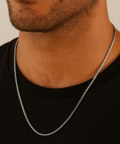 Toptan Gümüş Renk 1 Mm. Kutu Zincir Unisex Zincir Gri Alaşım Kolye Asansör Çelik Kolye - 207