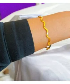 Toptan Altın Renk 22 Ayar Kaplama Zikzak Ajda Bilezik 22 Cm. 1 Adet - 3288-1