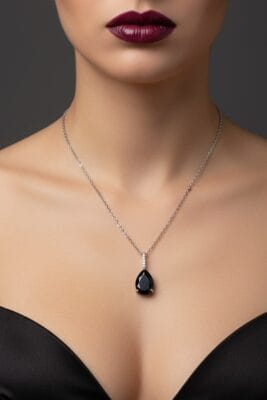 عقد من الفولاذ بسلسلة SF من حجر صف فضي اللون للبيع بالجملة - 3781