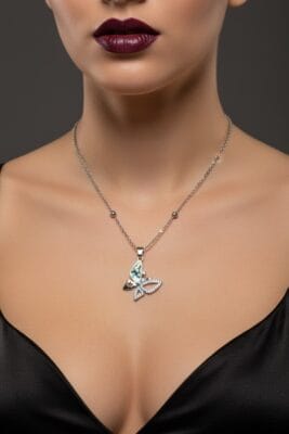 Großhandel Silber Farbe Schmetterling Perle Modell Kugel Kette Stahl Halskette-3784