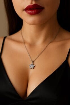 Toptan Gümüş Renk Beyaz Fosforlu Taş Yıldız Model Sf Zincir Çelik Kolye - 3777 6 45f3878b1e1d40229a2292a925075e38