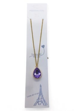 Toptan Altın Renk Lila Damla Model Sf Zincir Çelik Kolye- 3732 5 643f5895f9b7483fbd99d124bf5c7cdd