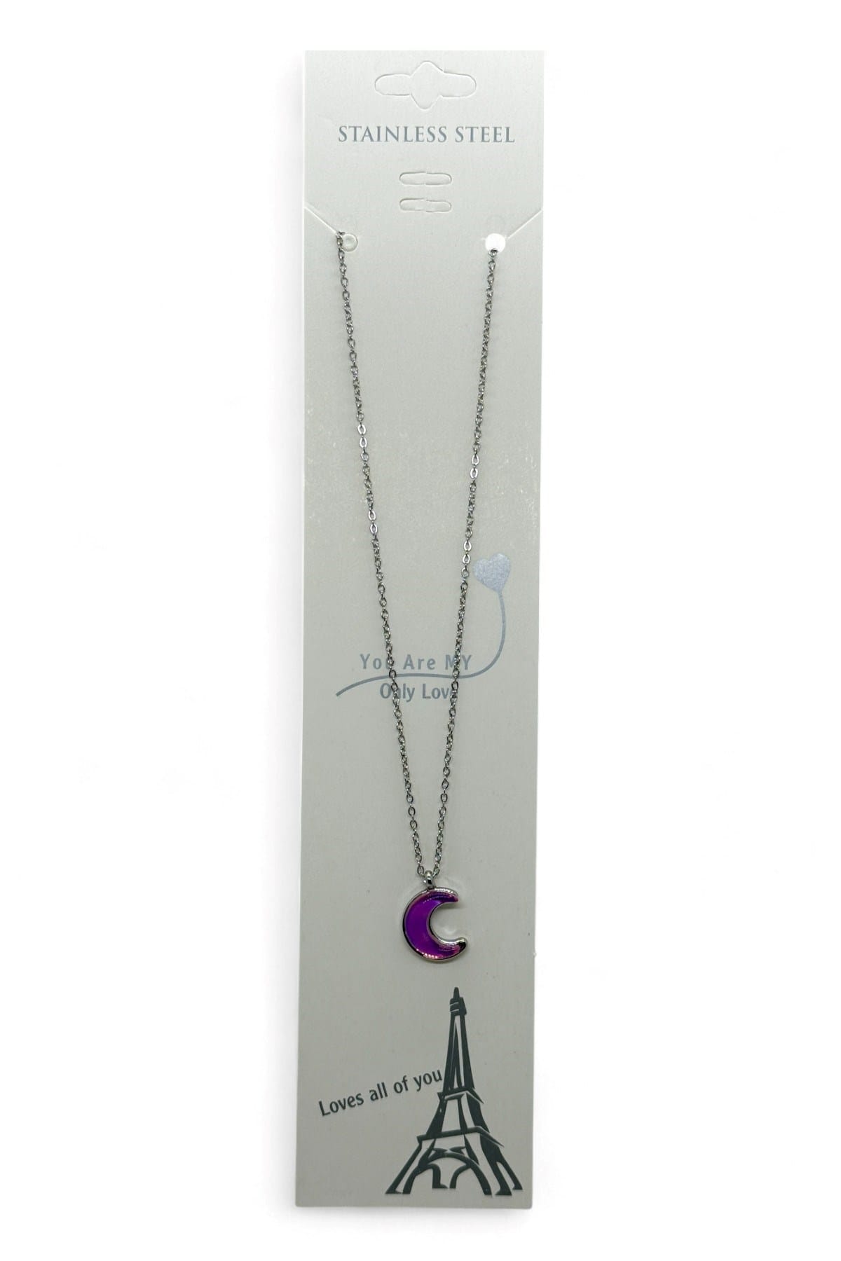Toptan Gümüş Renk Mor Ay Hilal Model Sf Zincir Çelik Kolye - 3800 3 Toptan Gümüş Renk Mor Ay Hilal Model Sf Zincir Çelik Kolye - 3800 - Görsel 3
