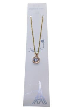 Toptan Altın Renk Kare Beyaz Taş Sf Zincir Çelik Kolye - 3743 5 80462a572c0d4ddb88274bce23d4f430