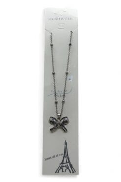 Toptan Gümüş Renk Fiyonk Baget Çelik Kolye - 3771 5 8fd3c5c7210d46b19efbca2e69d41d29