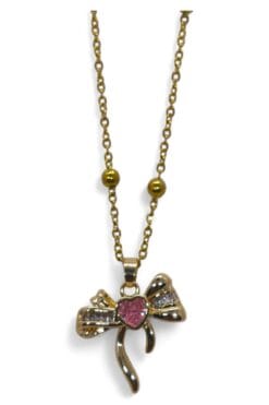 Toptan Altın Renk Pembe Taş Fiyonk Model Top Zincir Çelik Kolye- 3714 7 93fd0464ccd34636bab39331f44aaf5e